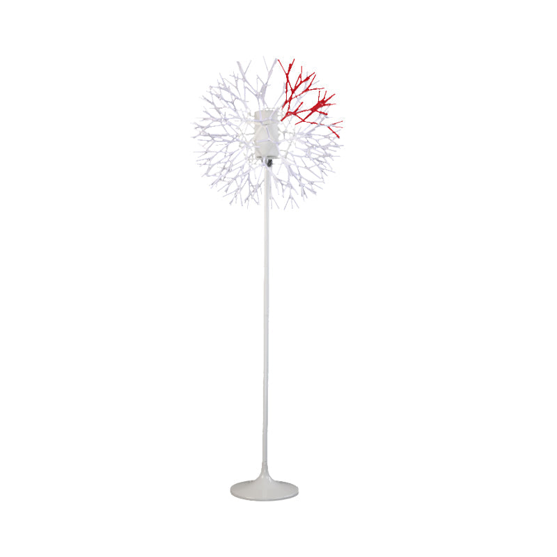 Modern Dandelion-Shaped Floor Lamp - Sleek Metal Design, 1 Head, Radiates Romantically in White for Living Room