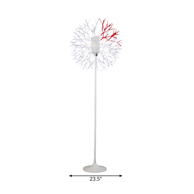 Modern Dandelion-Shaped Floor Lamp - Sleek Metal Design, 1 Head, Radiates Romantically in White for Living Room
