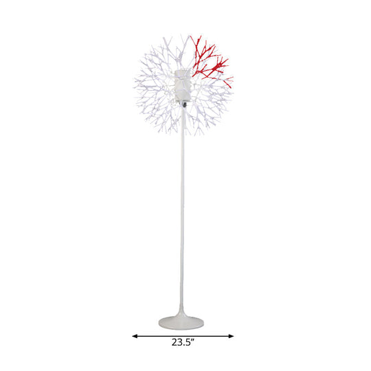 Modern Dandelion-Shaped Floor Lamp - Sleek Metal Design, 1 Head, Radiates Romantically in White for Living Room