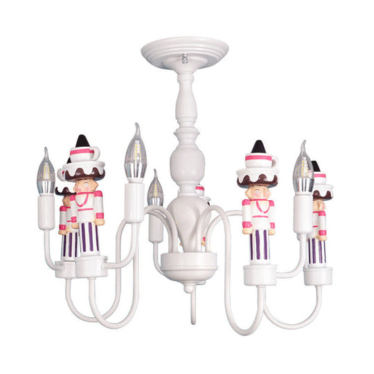 Modern White Iron Hanging Chandelier - Child Bedroom Ceiling Lamp with Soldier Design