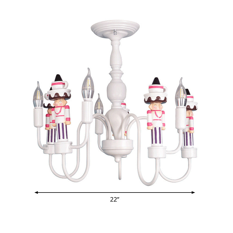 Modern White Iron Hanging Chandelier - Child Bedroom Ceiling Lamp with Soldier Design