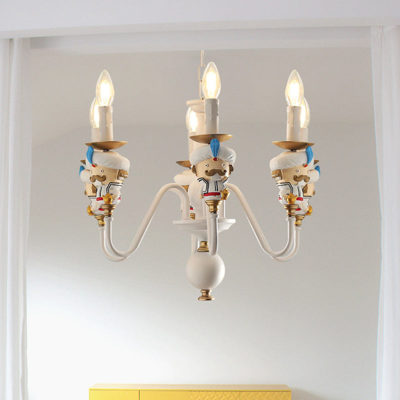 Charming White Cartoon Man Metal Chandelier - Ideal for Dining Room & Hanging Lights