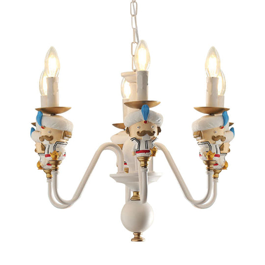 Charming White Cartoon Man Metal Chandelier - Ideal for Dining Room & Hanging Lights