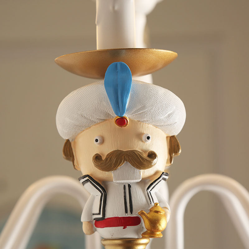 Charming White Cartoon Man Metal Chandelier - Ideal for Dining Room & Hanging Lights