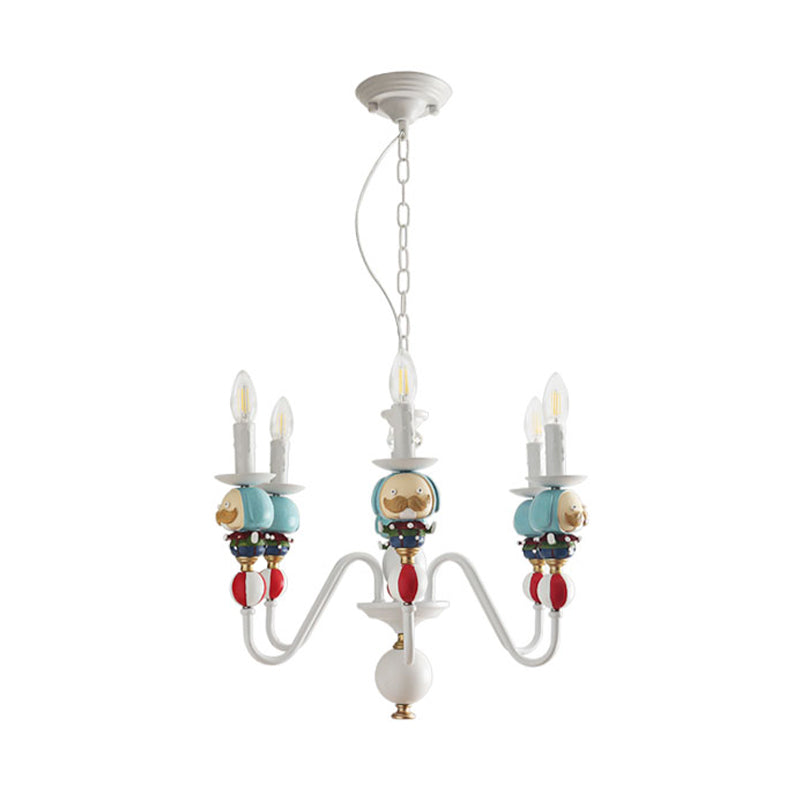 Nordic Metal Blue and White Pendant Light: Candle Hanging Chandelier for Dining Room