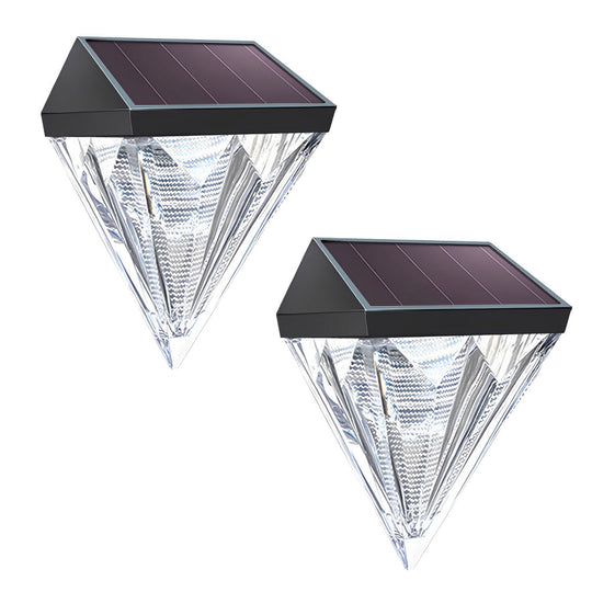 2PCS Geometric LED Solar Wall Lamp Waterproof Outdoor Wall Lights