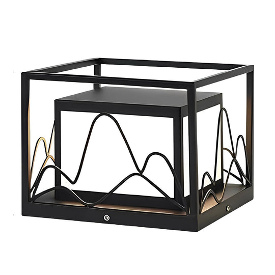 Square Solar LED Outdoor Post Cap Lights with Mountain Design