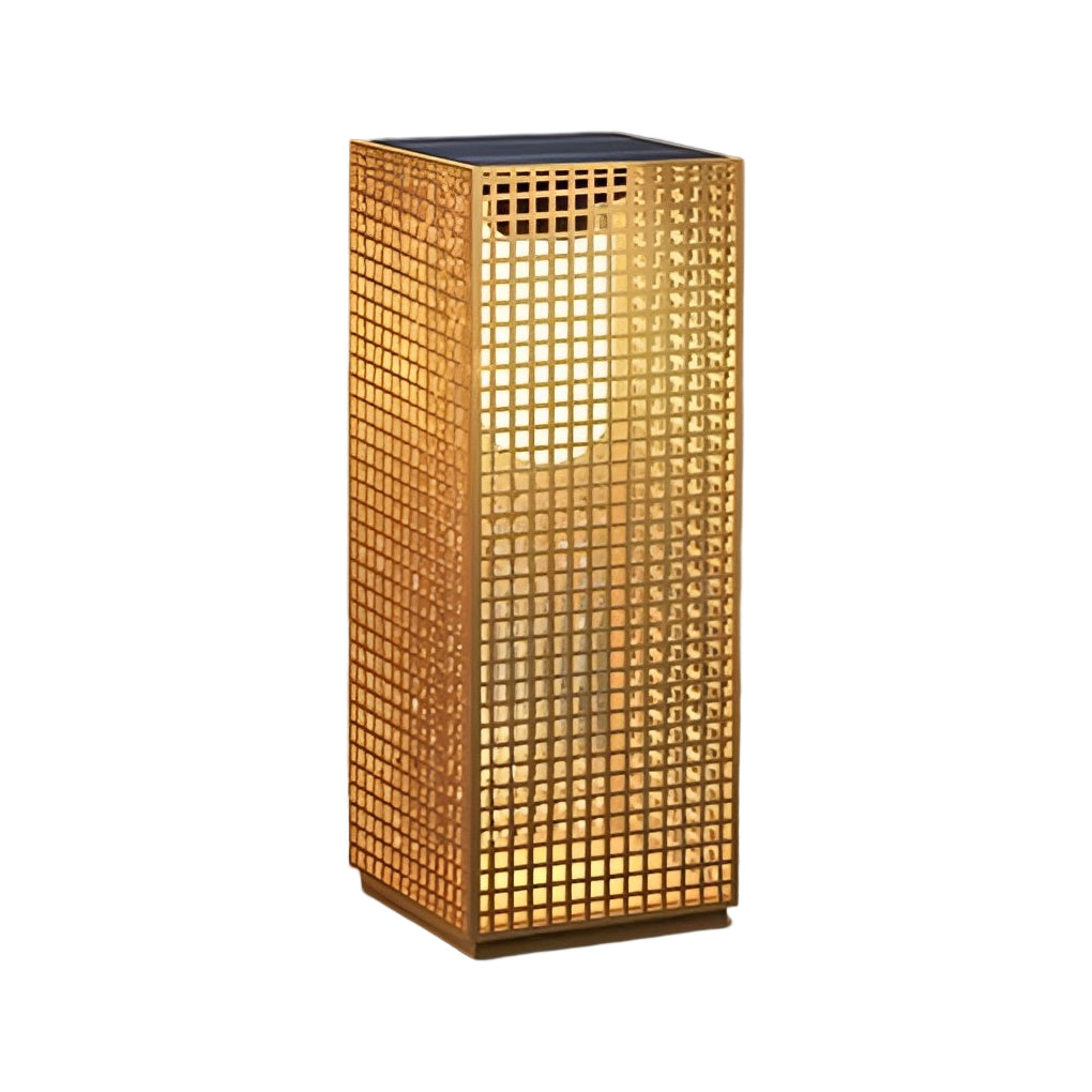 Artistic Gold Cuboid Pathway Bollard Lights