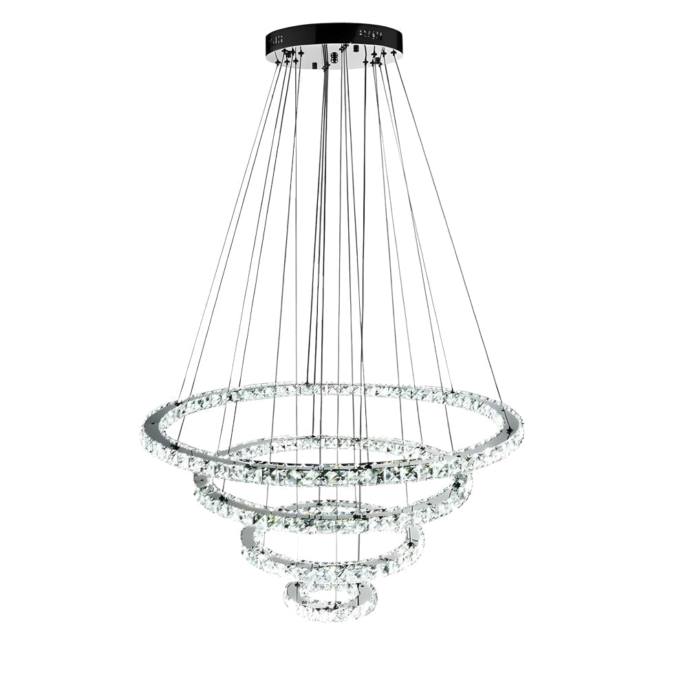 4 Rings Electroplated Crystal LED Modern Chandelier Pendant Light