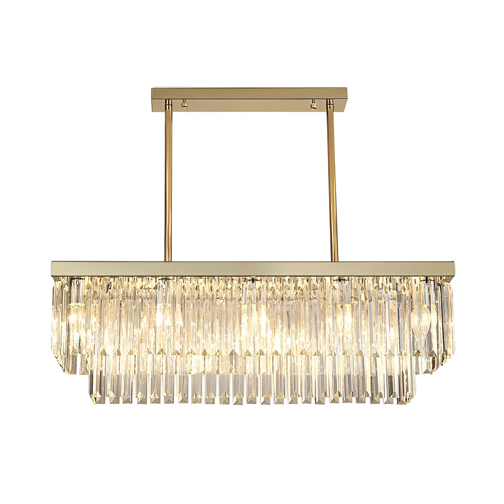 Rectangular LED Three-Step Dimming Crystal Strips Postmodern Chandelier