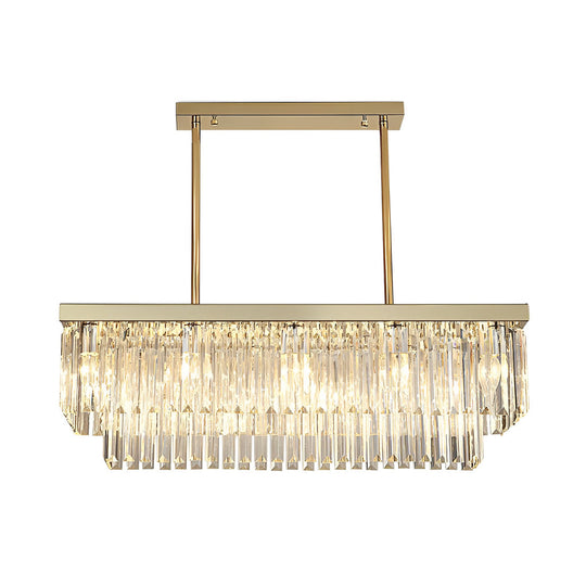 Rectangular LED Three-Step Dimming Crystal Strips Postmodern Chandelier