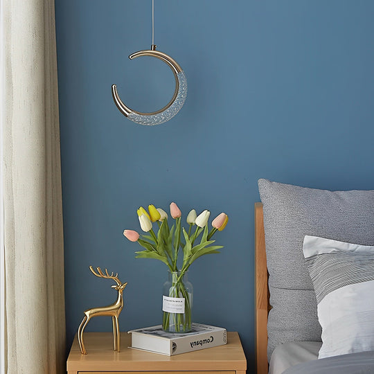 Curvy Moon Shaped LED Electroplated Modern Pendant Light