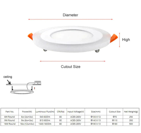 Dimmable LED Ceiling Lights Modern Ceiling Lamp Living Room Bedroom Kitchen 6W 9W 16W 2 Colors Recessed Ceiling lightings