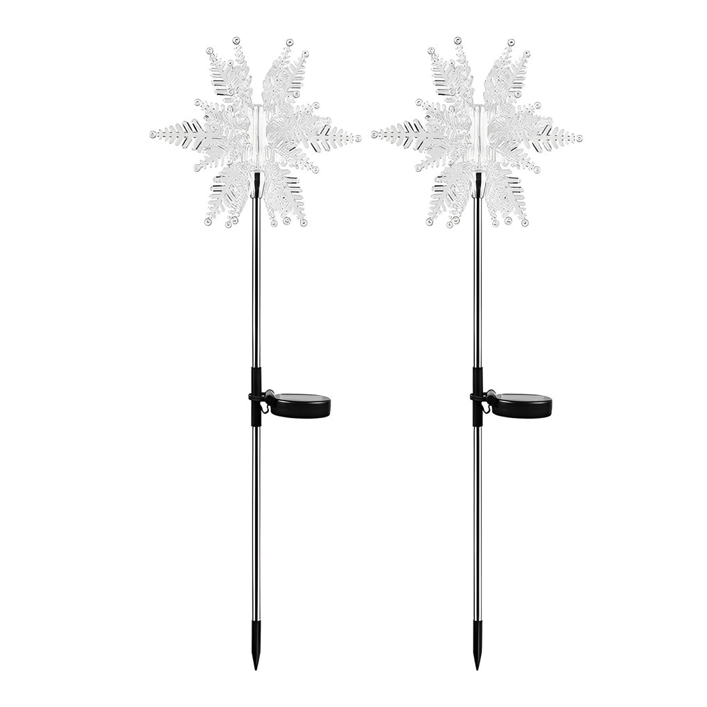 Acrylic Solar Snowflake Lawn Lights 2PCS Set for Festive Outdoor Ambience