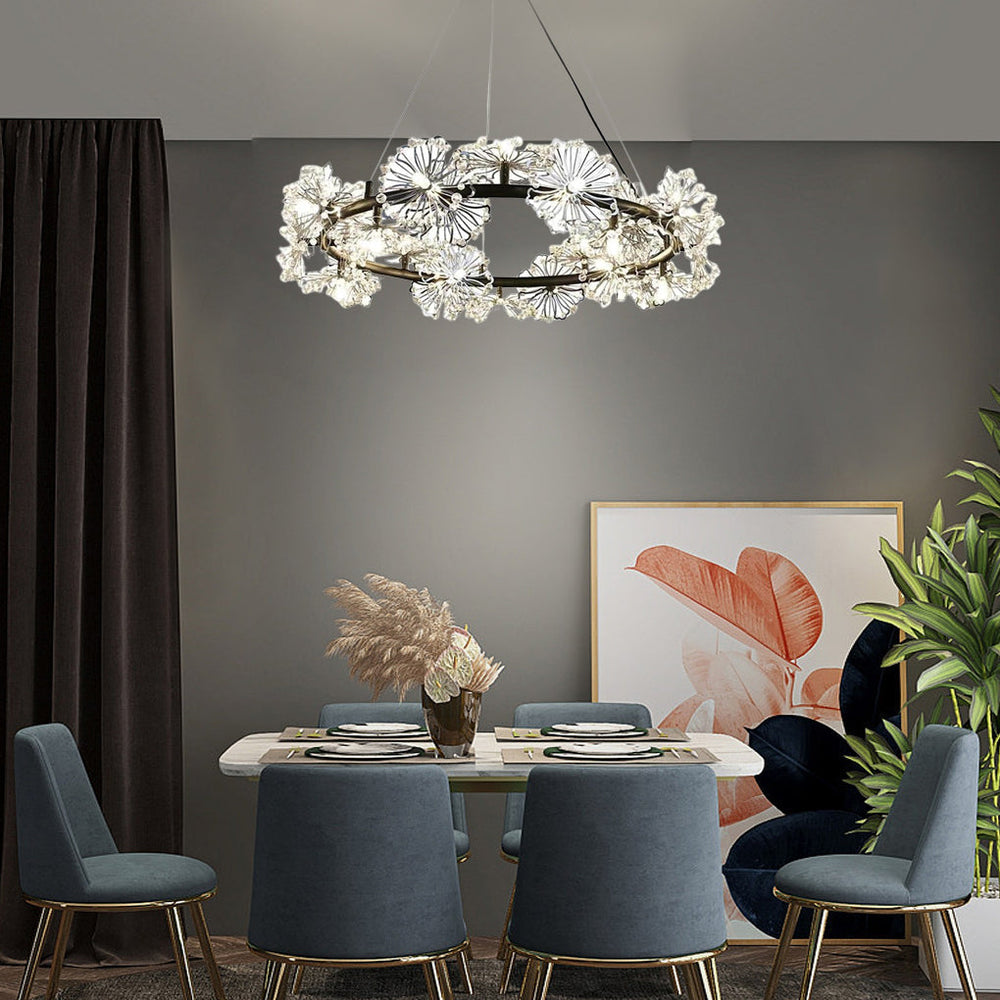 Circle Flower Design Electroplated Metal Crystal Classic Chandelier