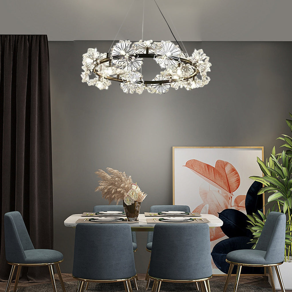 Circle Flower Design Electroplated Metal Crystal Classic Chandelier