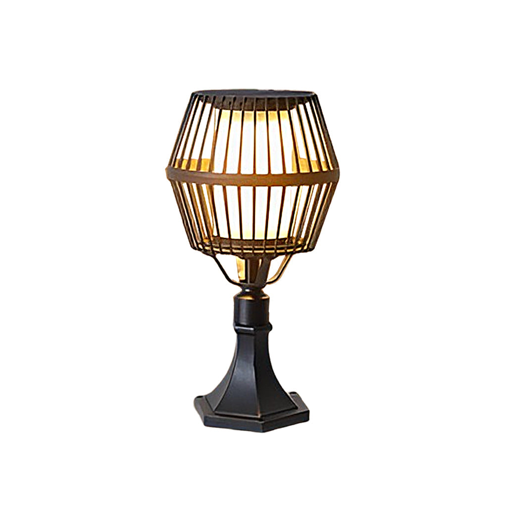 Modern Matte Black Solar Caged Lantern
