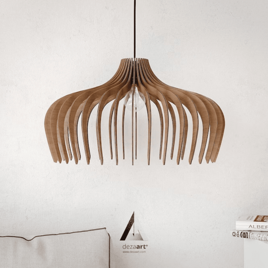 Athena Handcrafted Mid Century Modern Wood Chandelier – Natural Elegance for Your Space