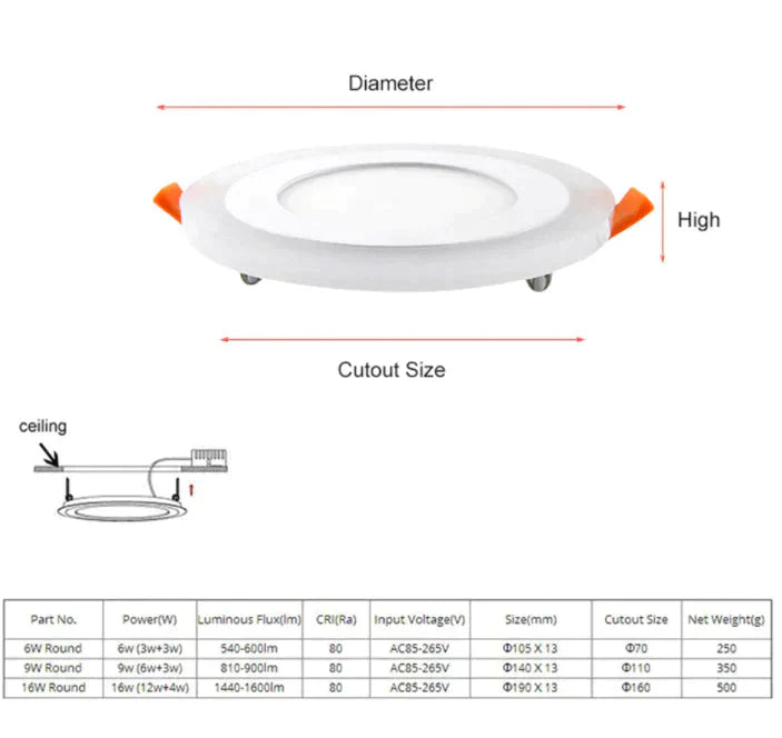 Dimmable LED Ceiling Lights Modern Ceiling Lamp Living Room Bedroom Kitchen 6W 9W 16W 2 Colors Recessed Ceiling lightings