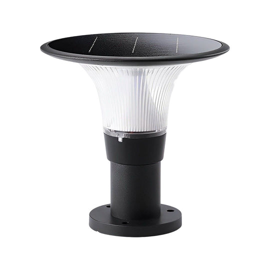 Round Dimmable LED Solar Fence Post Light Waterproof Outdoor Lamp