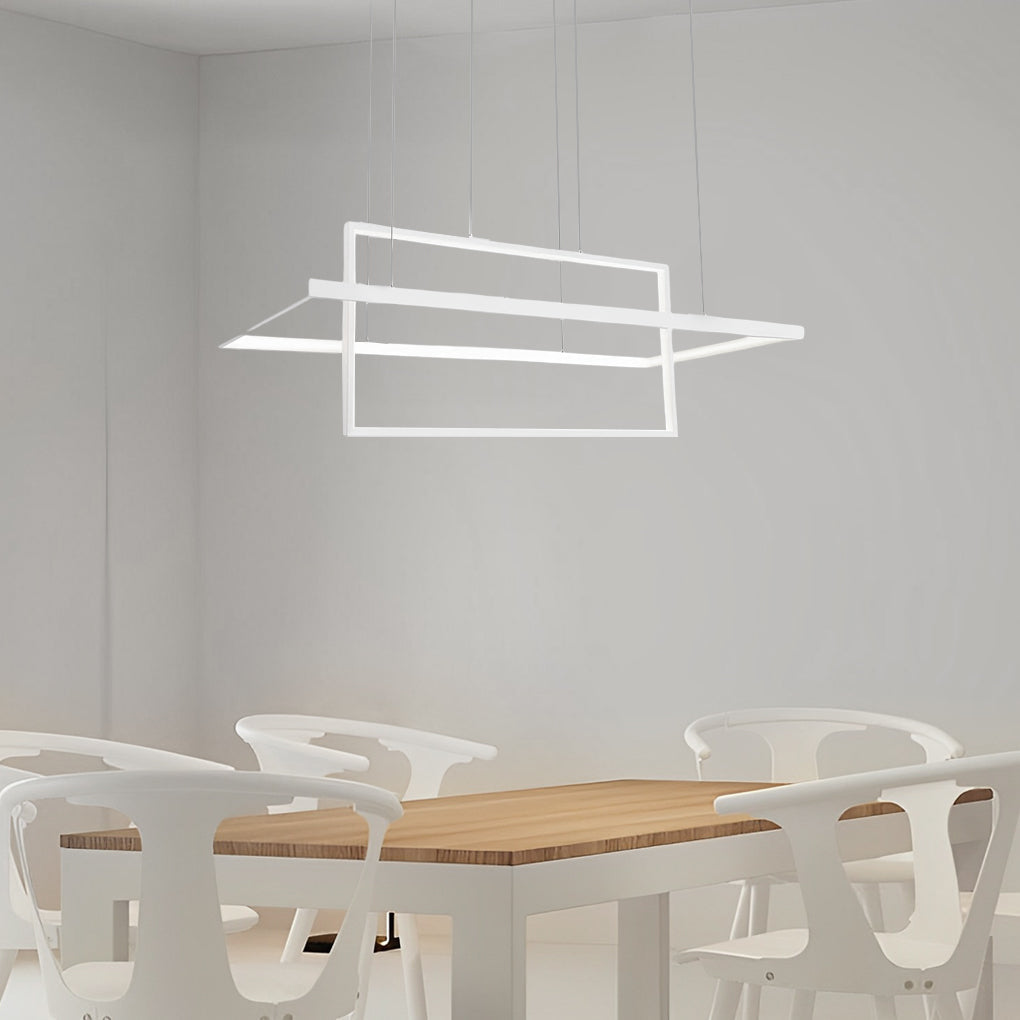 2 Rectangular LED Black Modern Pendant Lighting Hanging Ceiling Light