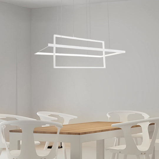 2 Rectangular LED Black Modern Pendant Lighting Hanging Ceiling Light