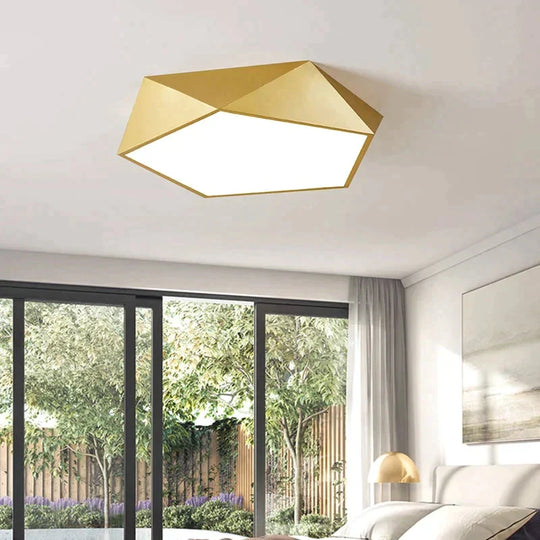 Modern Light Fixtures Ceiling Of Equilateral Indoor Lighting Gold Lampshade For Living Room Bedroom Lamp Ceiling Lamp Fixtures