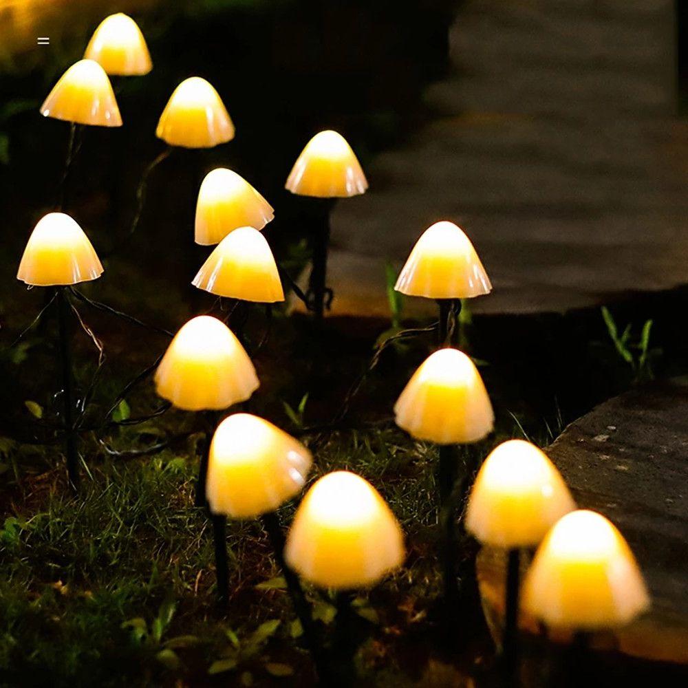 Outdoor Mini Mushroom RGB Solar 16.4 ft LED String Lights