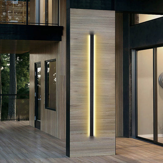 Black Long Linear Metal Waterproof Dimmable Modern Outdoor Wall Lights
