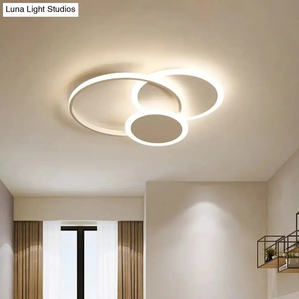 3-Tier Round Ceiling Fixture Nordic Aluminum Flush Mount Lamp in Warm or White Light - 16.5"/20.5" Width