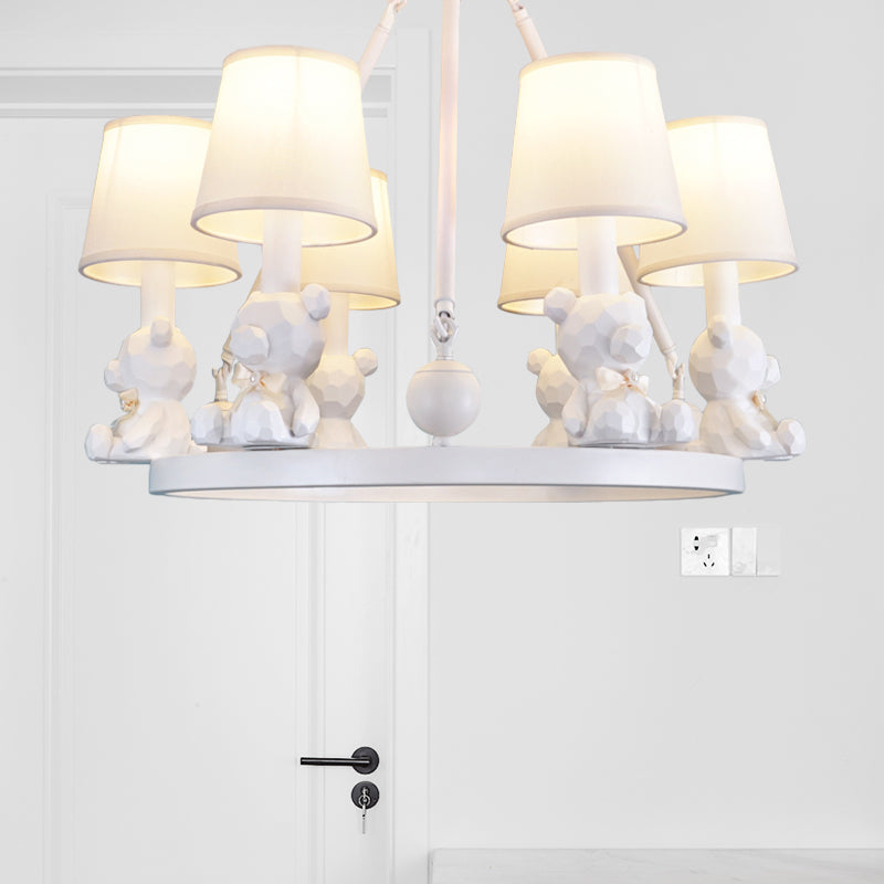 Nordic Hanging Light with Tapered Fabric Shade - Bedroom Chandelier