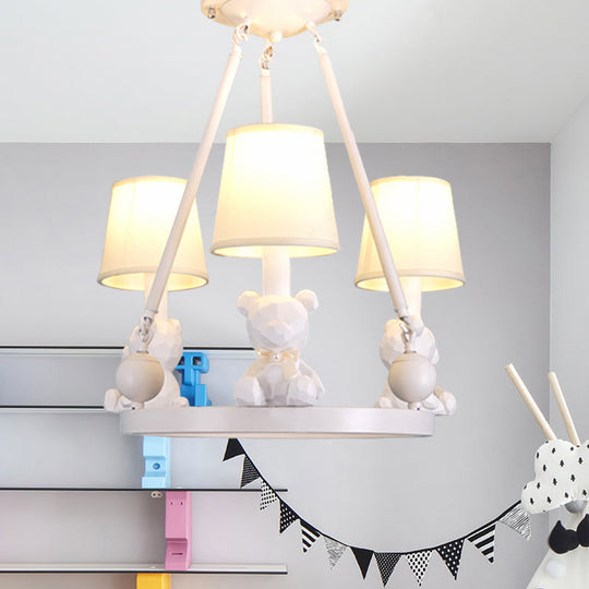 Nordic Hanging Light with Tapered Fabric Shade - Bedroom Chandelier