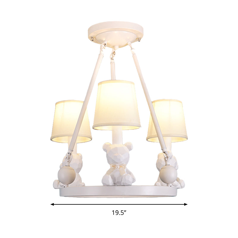 Nordic Hanging Light with Tapered Fabric Shade - Bedroom Chandelier