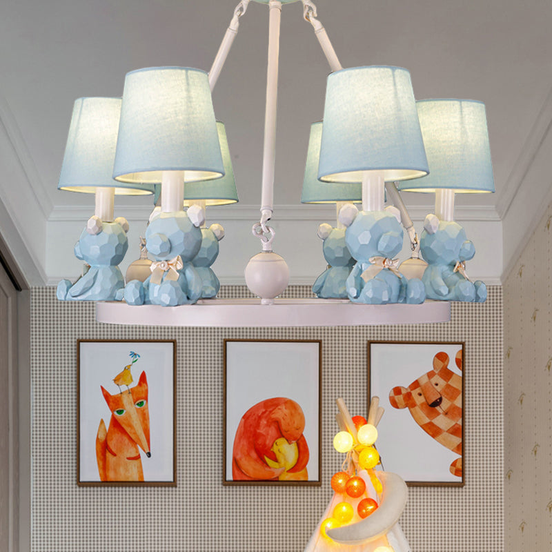 Nordic Hanging Light with Tapered Fabric Shade - Bedroom Chandelier