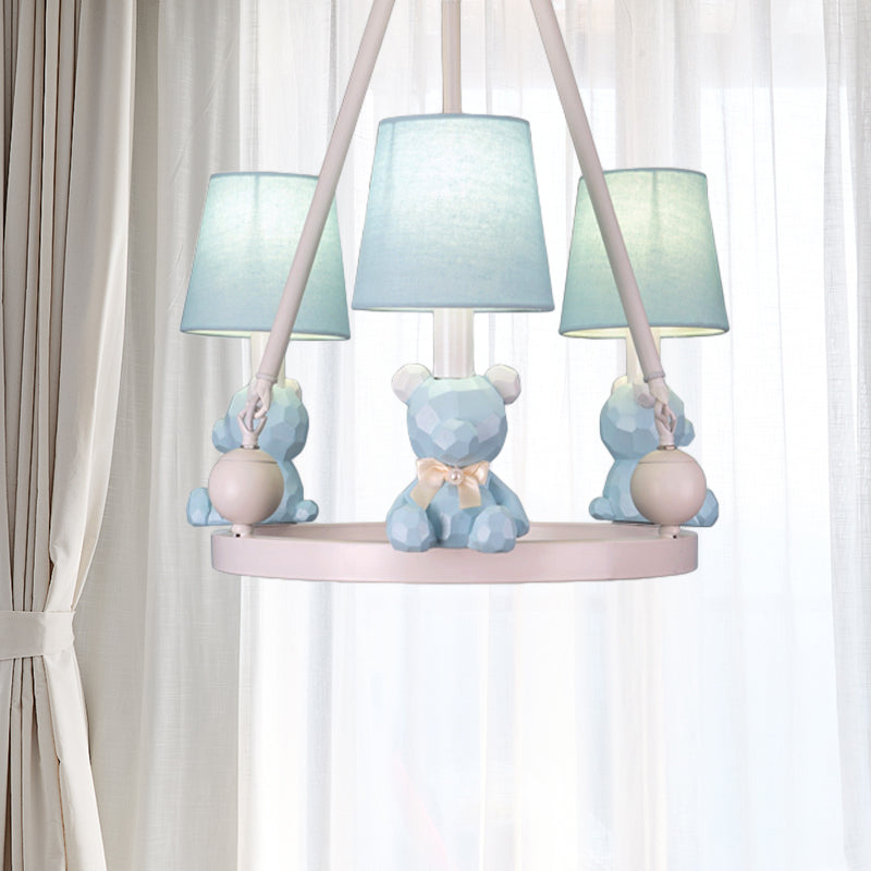 Nordic Hanging Light with Tapered Fabric Shade - Bedroom Chandelier