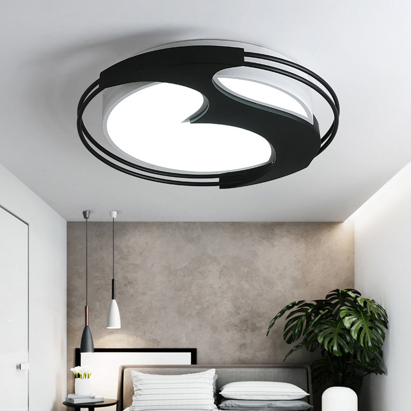 Abstract Pattern LED Ceiling Light for Kids Room or Hotel - Round Acrylic Design in Black