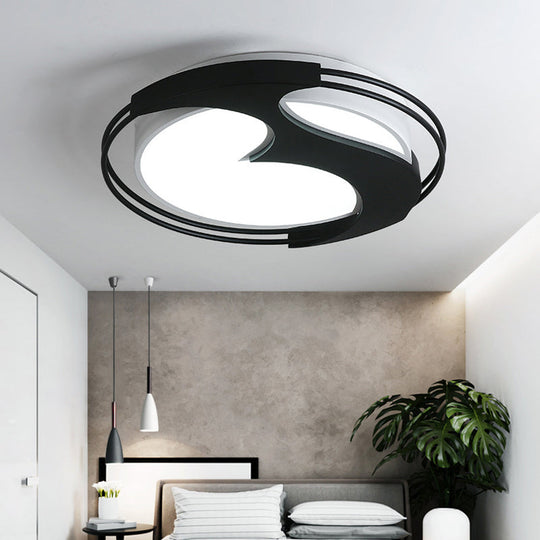 Abstract Pattern LED Ceiling Light for Kids Room or Hotel - Round Acrylic Design in Black