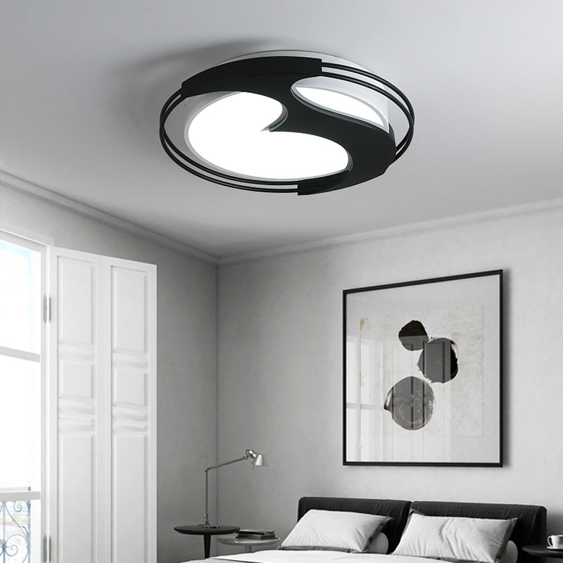 Abstract Pattern LED Ceiling Light for Kids Room or Hotel - Round Acrylic Design in Black