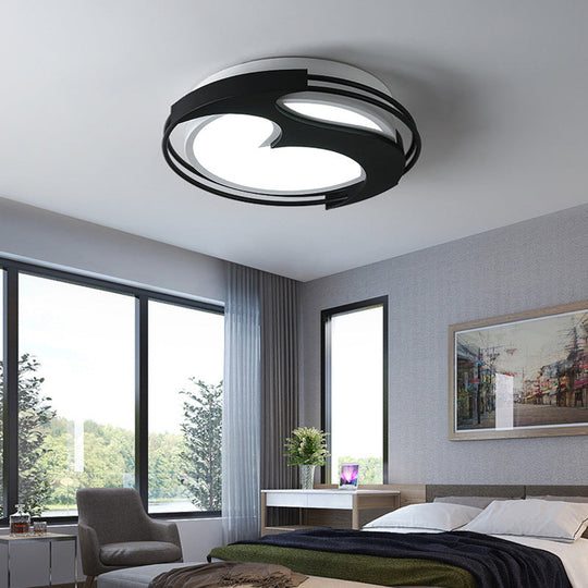 Abstract Pattern LED Ceiling Light for Kids Room or Hotel - Round Acrylic Design in Black