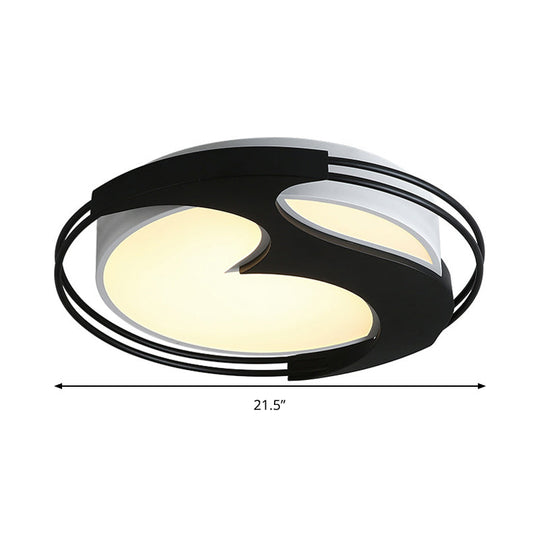 Abstract Pattern LED Ceiling Light for Kids Room or Hotel - Round Acrylic Design in Black