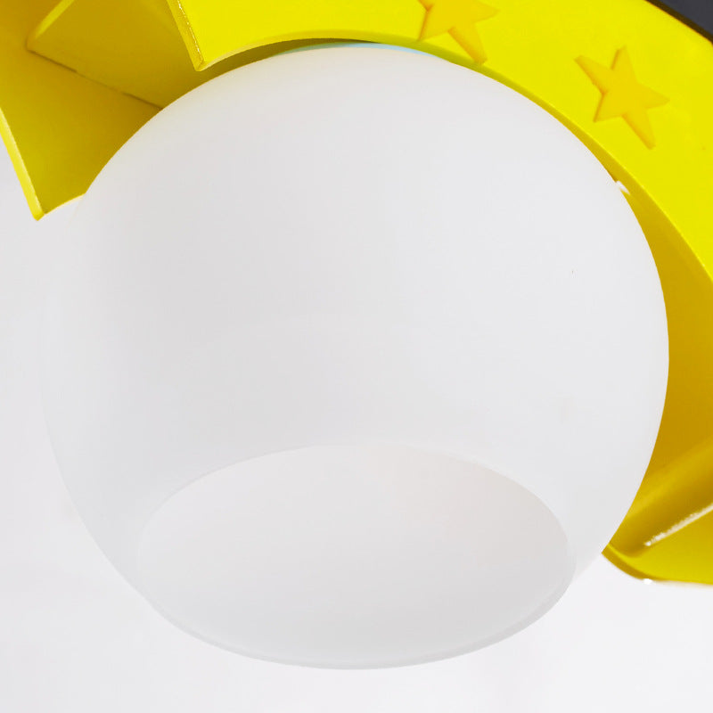 Kid's Cartoon Metal Hanging Lamp - Yellow Motor Hanging Lights for Bedroom