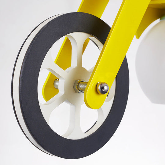 Kid's Cartoon Metal Hanging Lamp - Yellow Motor Hanging Lights for Bedroom