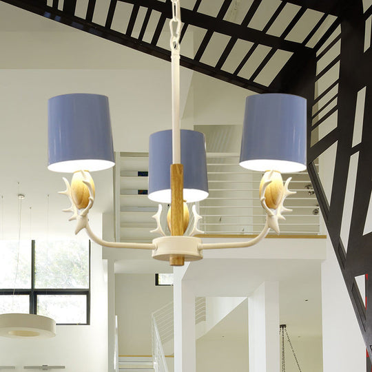 Scandinavian Deer Horn Chandelier - Stylish Metal Wood Hanging Light for Living Room