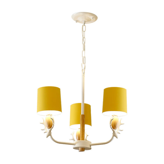 Scandinavian Deer Horn Chandelier - Stylish Metal Wood Hanging Light for Living Room