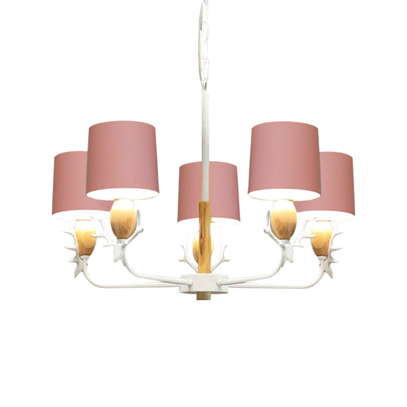 Scandinavian Deer Horn Chandelier - Stylish Metal Wood Hanging Light for Living Room