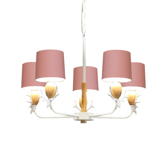 Scandinavian Deer Horn Chandelier - Stylish Metal Wood Hanging Light for Living Room