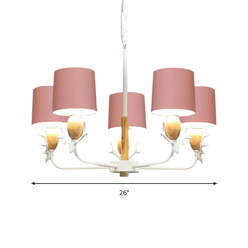 Scandinavian Deer Horn Chandelier - Stylish Metal Wood Hanging Light for Living Room