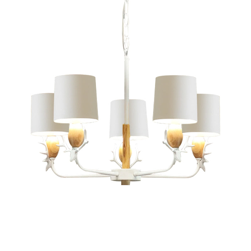 Scandinavian Deer Horn Chandelier - Stylish Metal Wood Hanging Light for Living Room