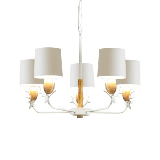 Scandinavian Deer Horn Chandelier - Stylish Metal Wood Hanging Light for Living Room