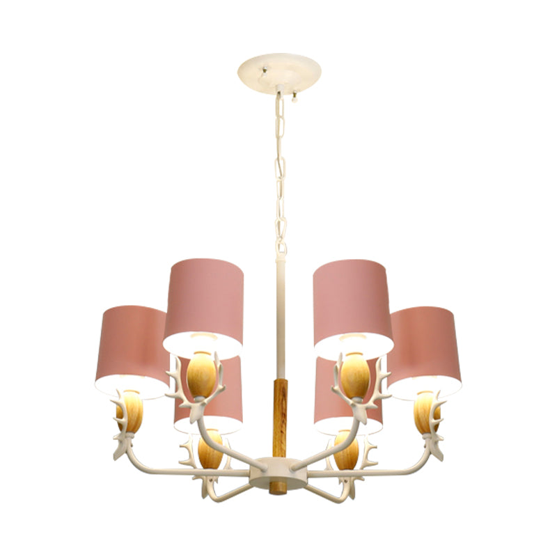 Scandinavian Deer Horn Chandelier - Stylish Metal Wood Hanging Light for Living Room